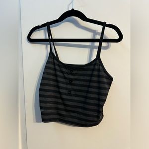 Black and grey striped crop tank button up